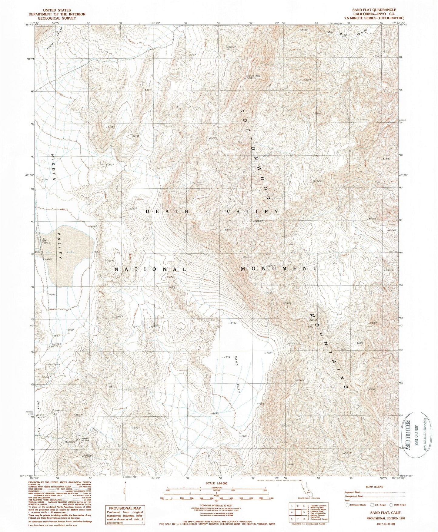 Classic USGS Sand Flat California 7.5'x7.5' Topo Map Image
