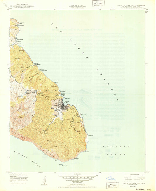 Classic USGS Santa Catalina East California 7.5'x7.5' Topo Map Image
