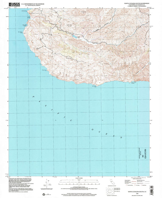 Classic USGS Santa Catalina South California 7.5'x7.5' Topo Map Image