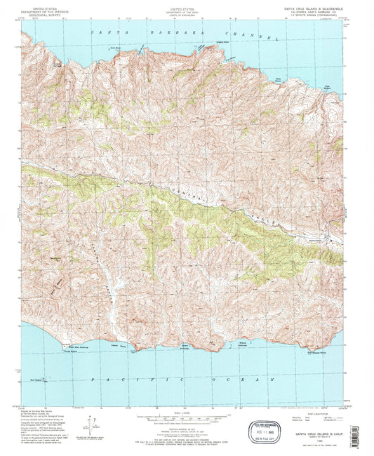 Classic USGS Santa Cruz Island B California 7.5'x7.5' Topo Map Image