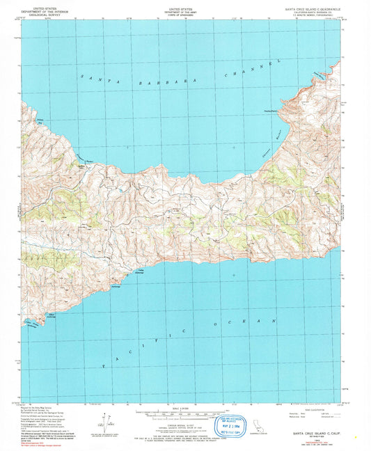 Classic USGS Santa Cruz Island C California 7.5'x7.5' Topo Map Image