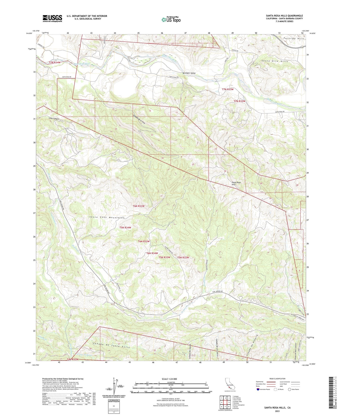Santa Rosa Hills California US Topo Map Image