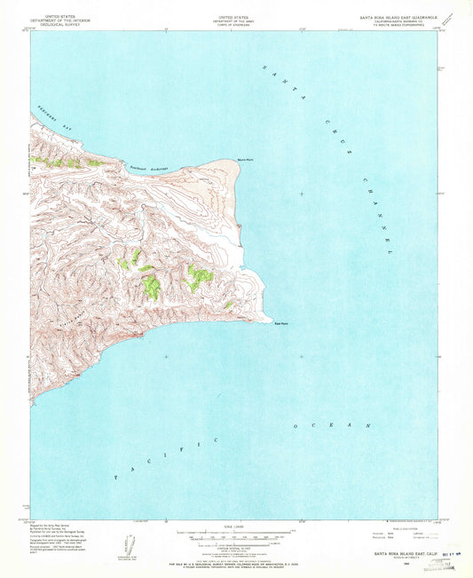 Classic USGS Santa Rosa Island East California 7.5'x7.5' Topo Map Image