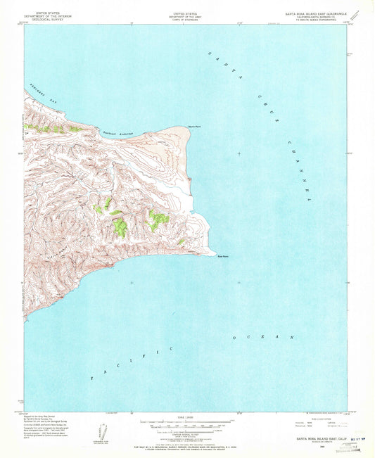 Classic USGS Santa Rosa Island East California 7.5'x7.5' Topo Map Image