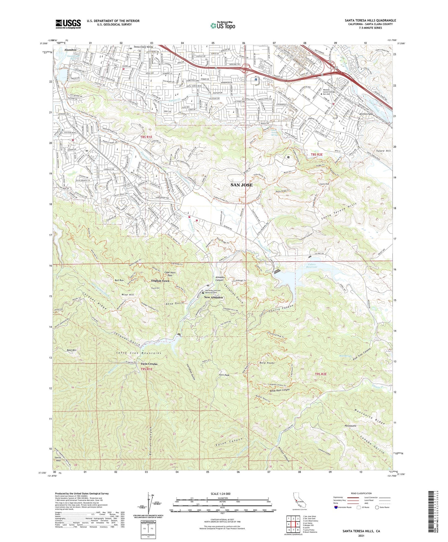 Santa Teresa Hills California US Topo Map Image