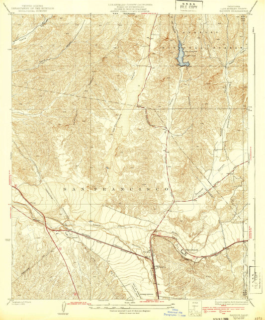 Classic USGS Saugus California 7.5'x7.5' Topo Map Image