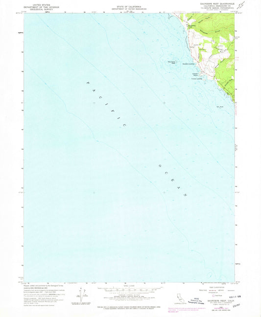 Classic USGS Saunders Reef California 7.5'x7.5' Topo Map Image
