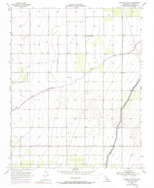 Classic USGS Sausalito School California 7.5'x7.5' Topo Map Image