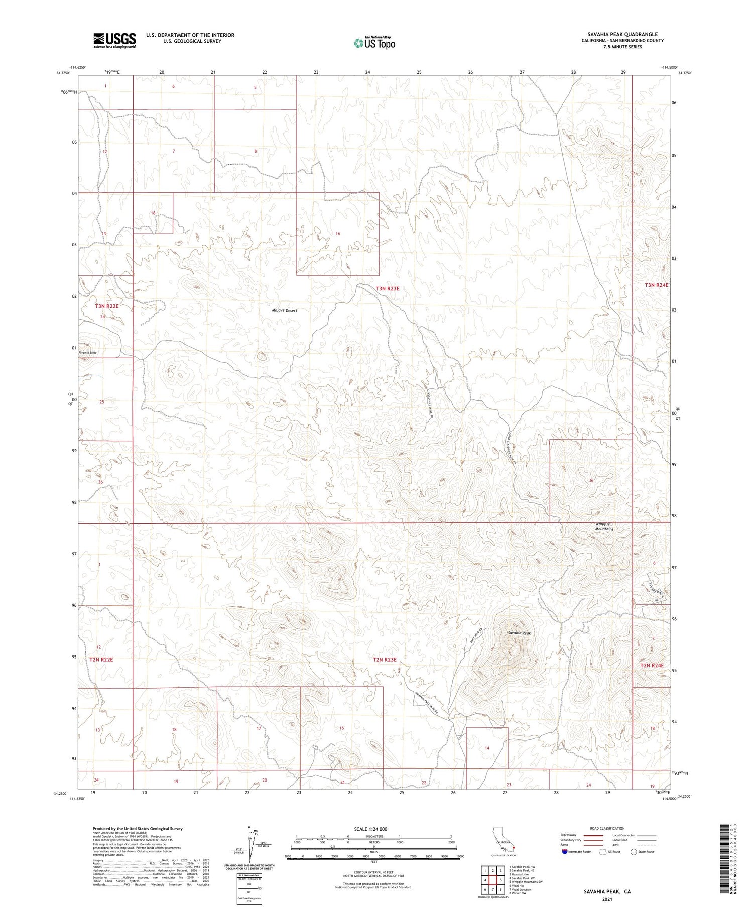 Savahia Peak California US Topo Map Image