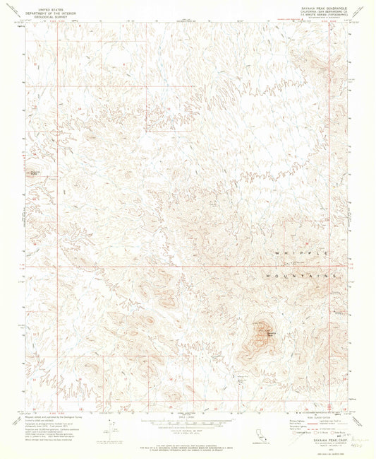 Classic USGS Savahia Peak California 7.5'x7.5' Topo Map Image