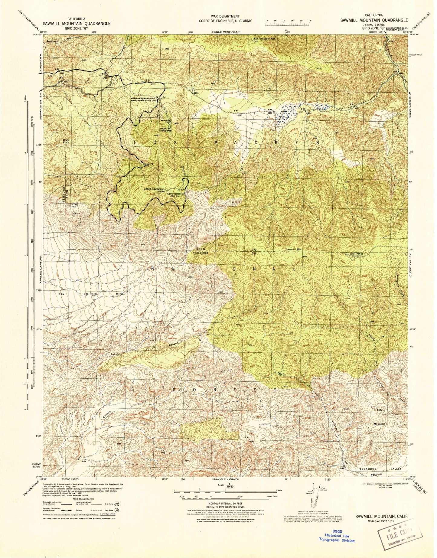 USGS Classic Sawmill Mountain California 7.5'x7.5' Topo Map Image