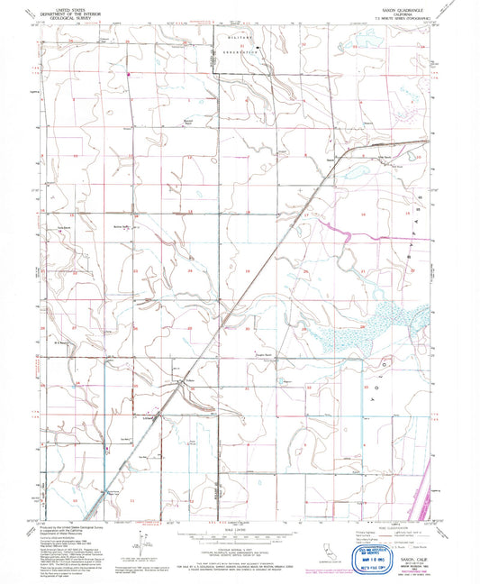 Classic USGS Saxon California 7.5'x7.5' Topo Map Image