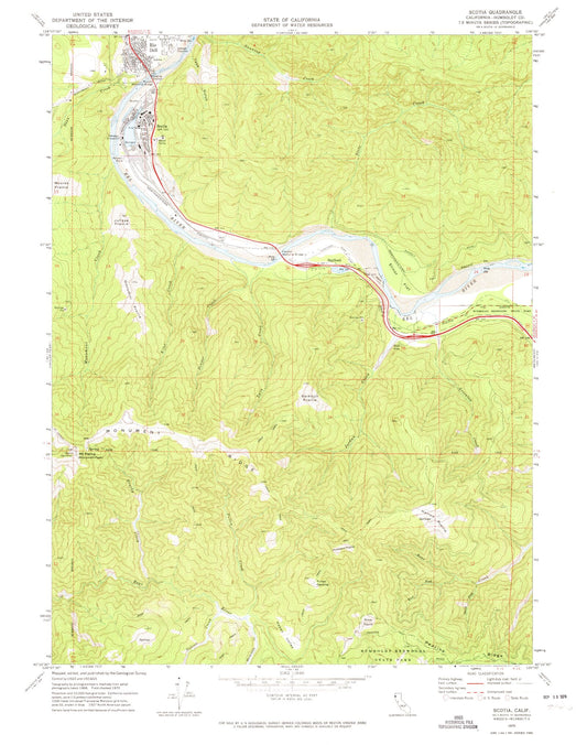 Classic USGS Scotia California 7.5'x7.5' Topo Map Image