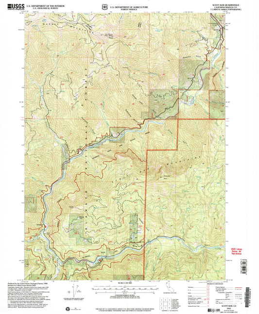 Classic USGS Scott Bar California 7.5'x7.5' Topo Map Image
