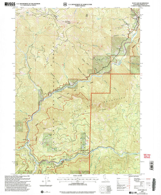 Classic USGS Scott Bar California 7.5'x7.5' Topo Map Image