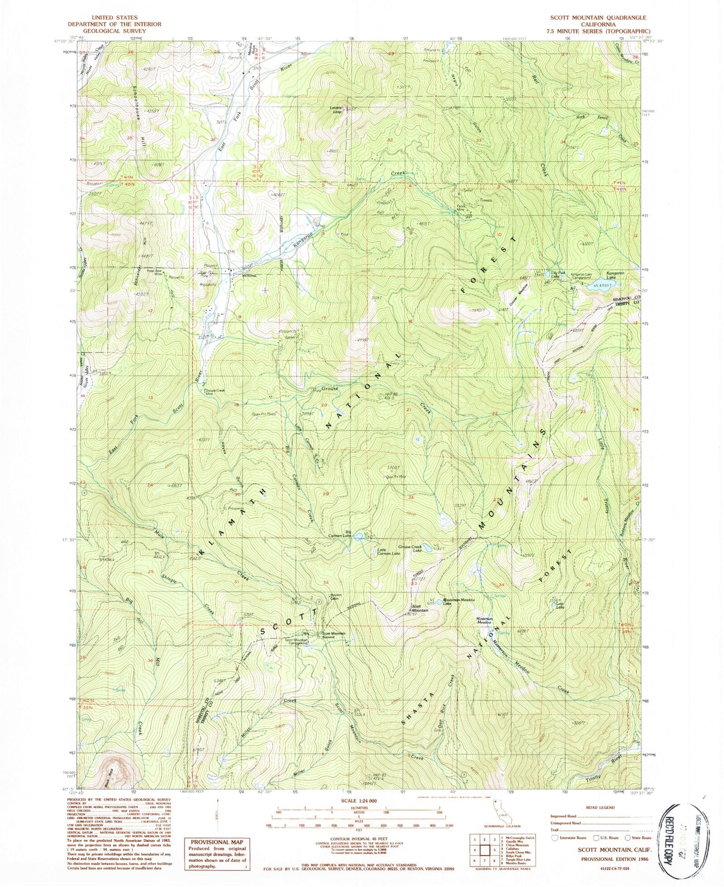 Classic USGS Scott Mountain California 7.5'x7.5' Topo Map Image