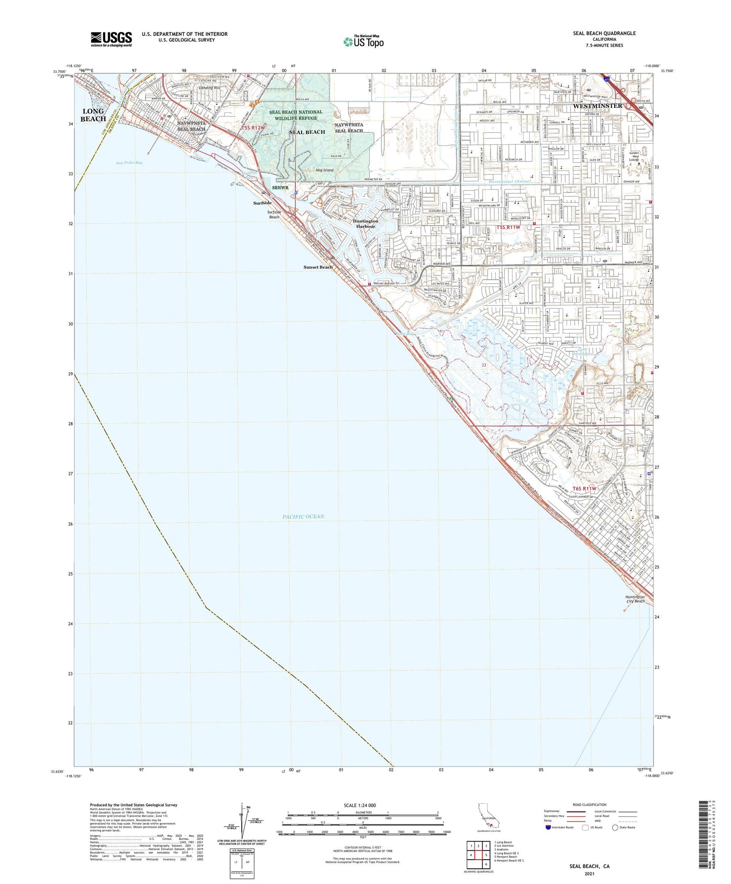 Seal Beach California US Topo Map Image