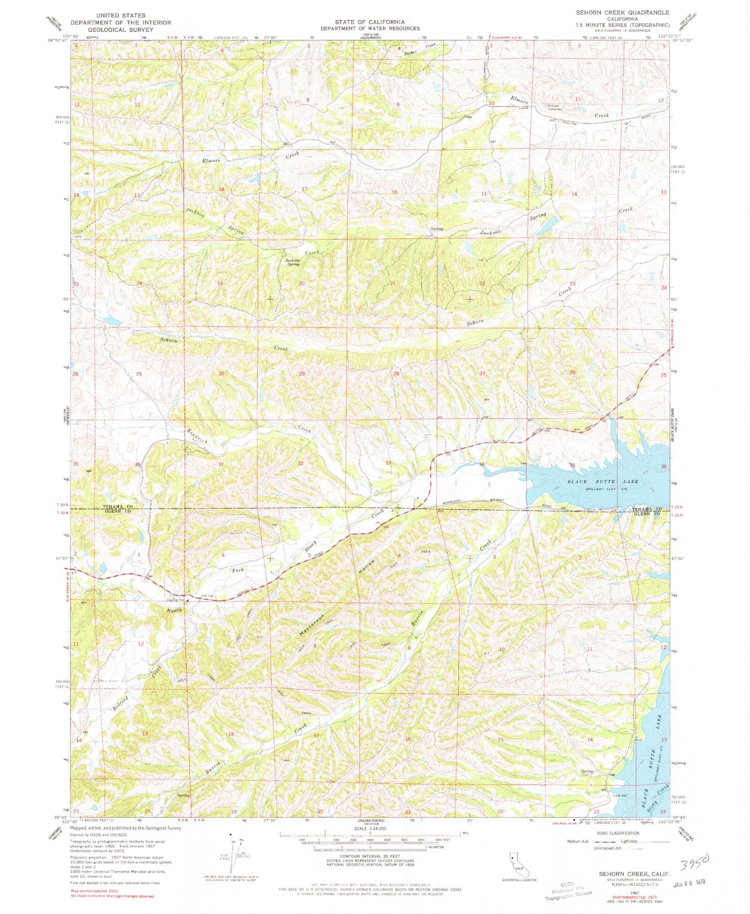Classic USGS Sehorn Creek California 7.5'x7.5' Topo Map Image