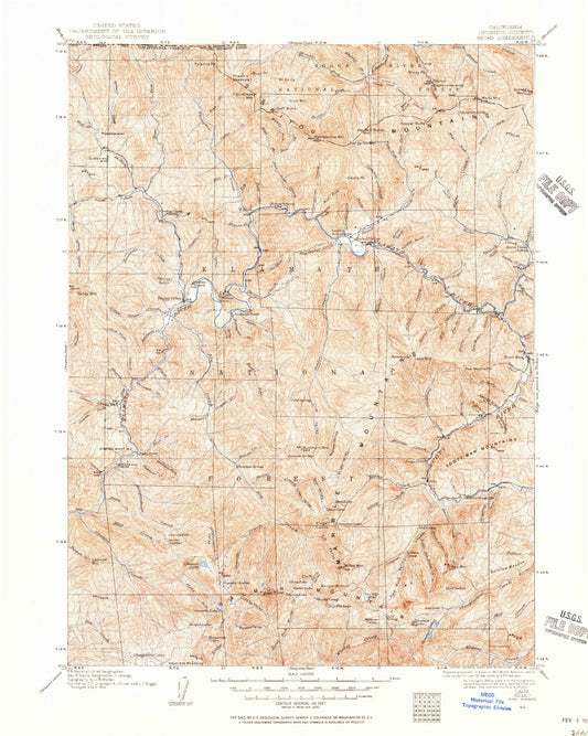 Historic 1914 Seiad California 30'x30' Topo Map Image