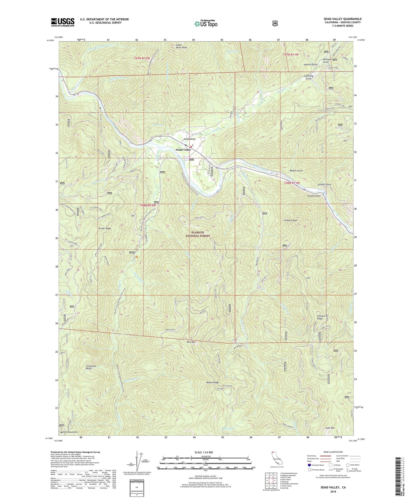 Seiad Valley California US Topo Map Image