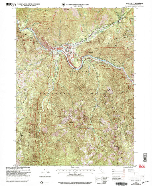 Classic USGS Seiad Valley California 7.5'x7.5' Topo Map Image