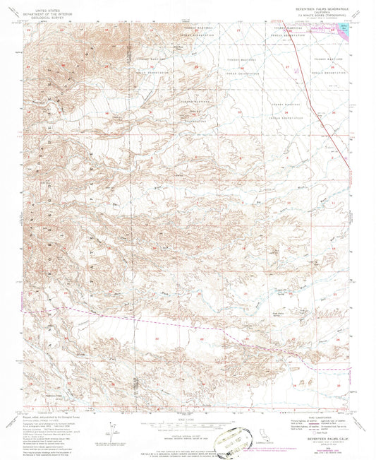 Classic USGS Seventeen Palms California 7.5'x7.5' Topo Map Image