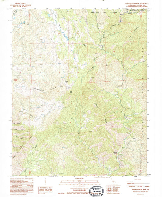 Classic USGS Shadequarter Mountain California 7.5'x7.5' Topo Map Image