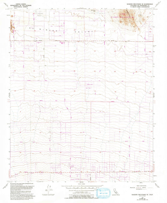 Classic USGS Shadow Mountains SE California 7.5'x7.5' Topo Map Image