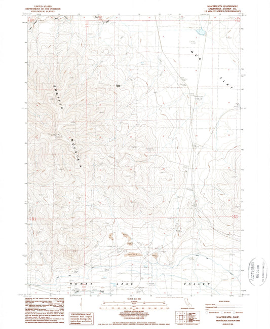 Classic USGS Shaffer Mountain California 7.5'x7.5' Topo Map Image
