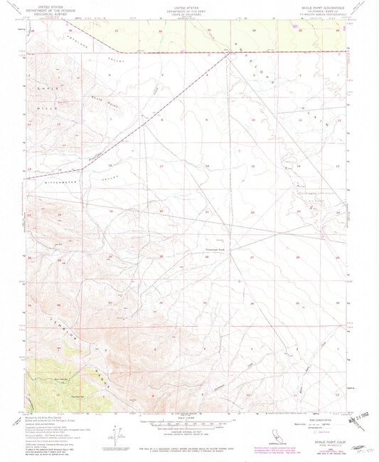 Classic USGS Shale Point California 7.5'x7.5' Topo Map Image