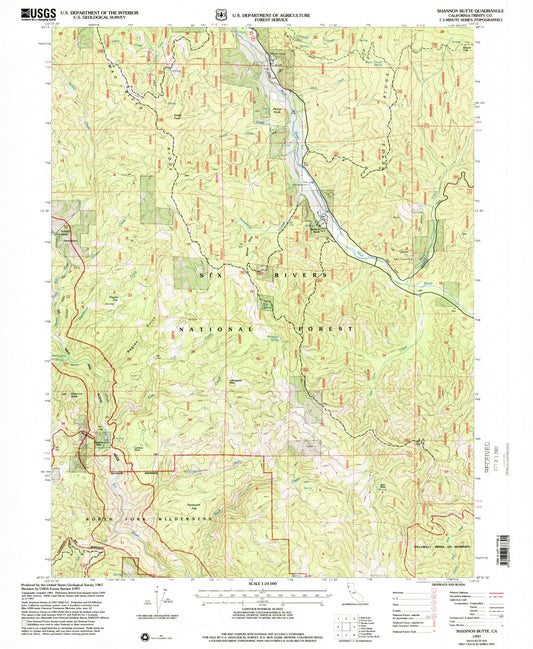 Classic USGS Shannon Butte California 7.5'x7.5' Topo Map Image