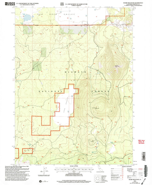 Classic USGS Sharp Mountain California 7.5'x7.5' Topo Map Image