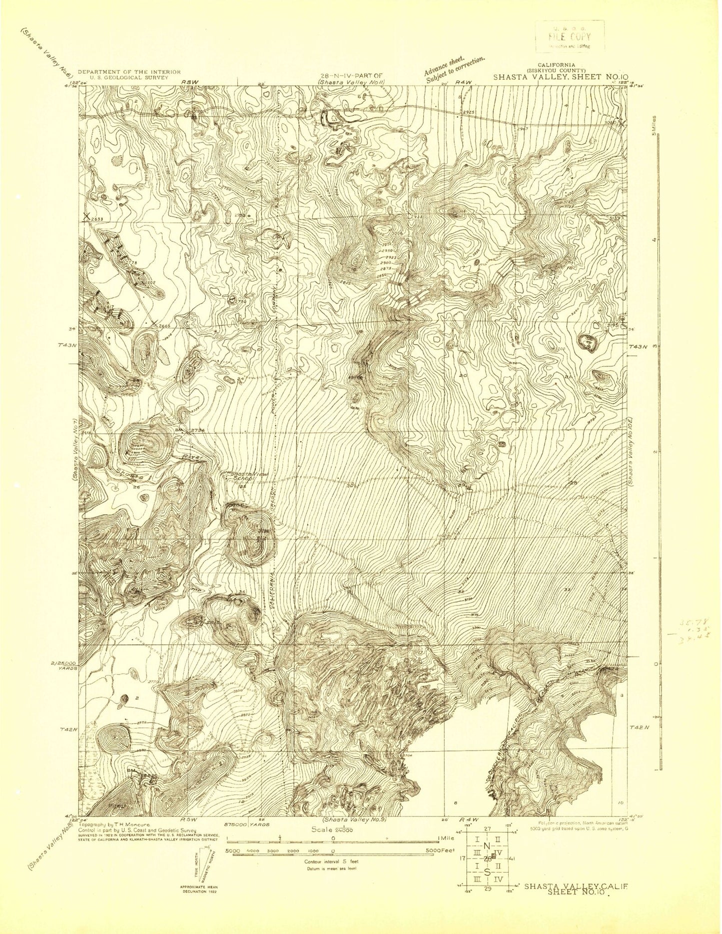 Classic USGS Shasta Valley Sheet No 10 California 7.5'x7.5' Topo Map Image