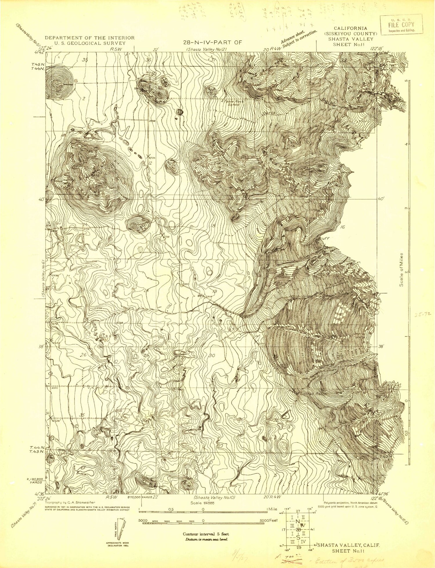 Classic USGS Shasta Valley Sheet No 11 California 7.5'x7.5' Topo Map Image