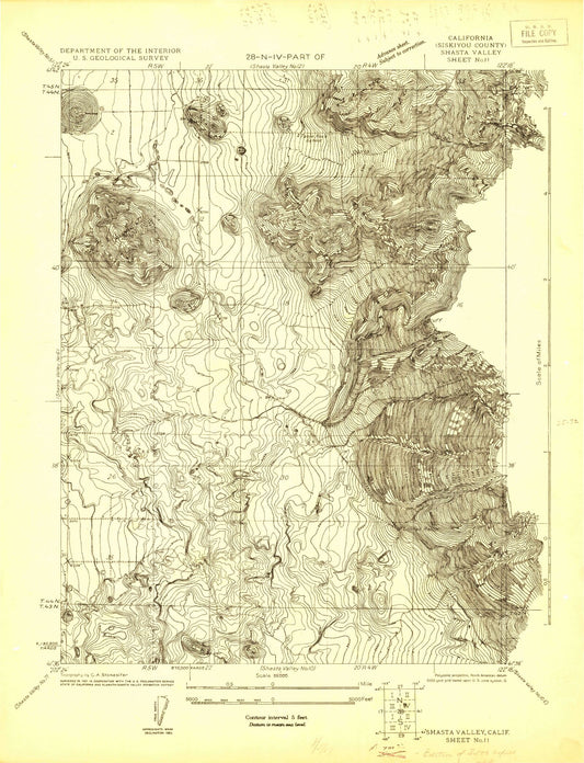 Classic USGS Shasta Valley Sheet No 11 California 7.5'x7.5' Topo Map Image