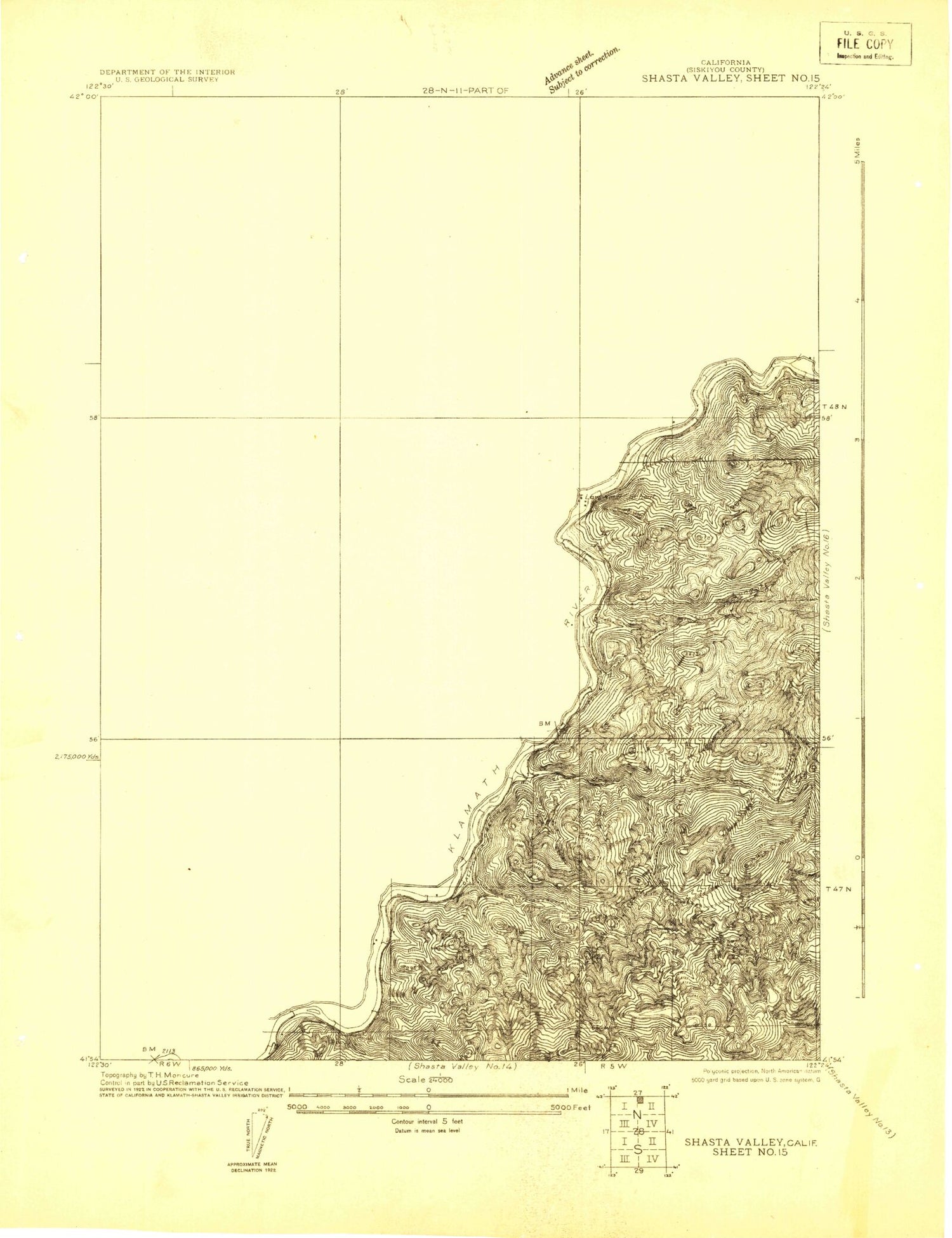 Classic USGS Shasta Valley Sheet No 15 California 7.5'x7.5' Topo Map Image