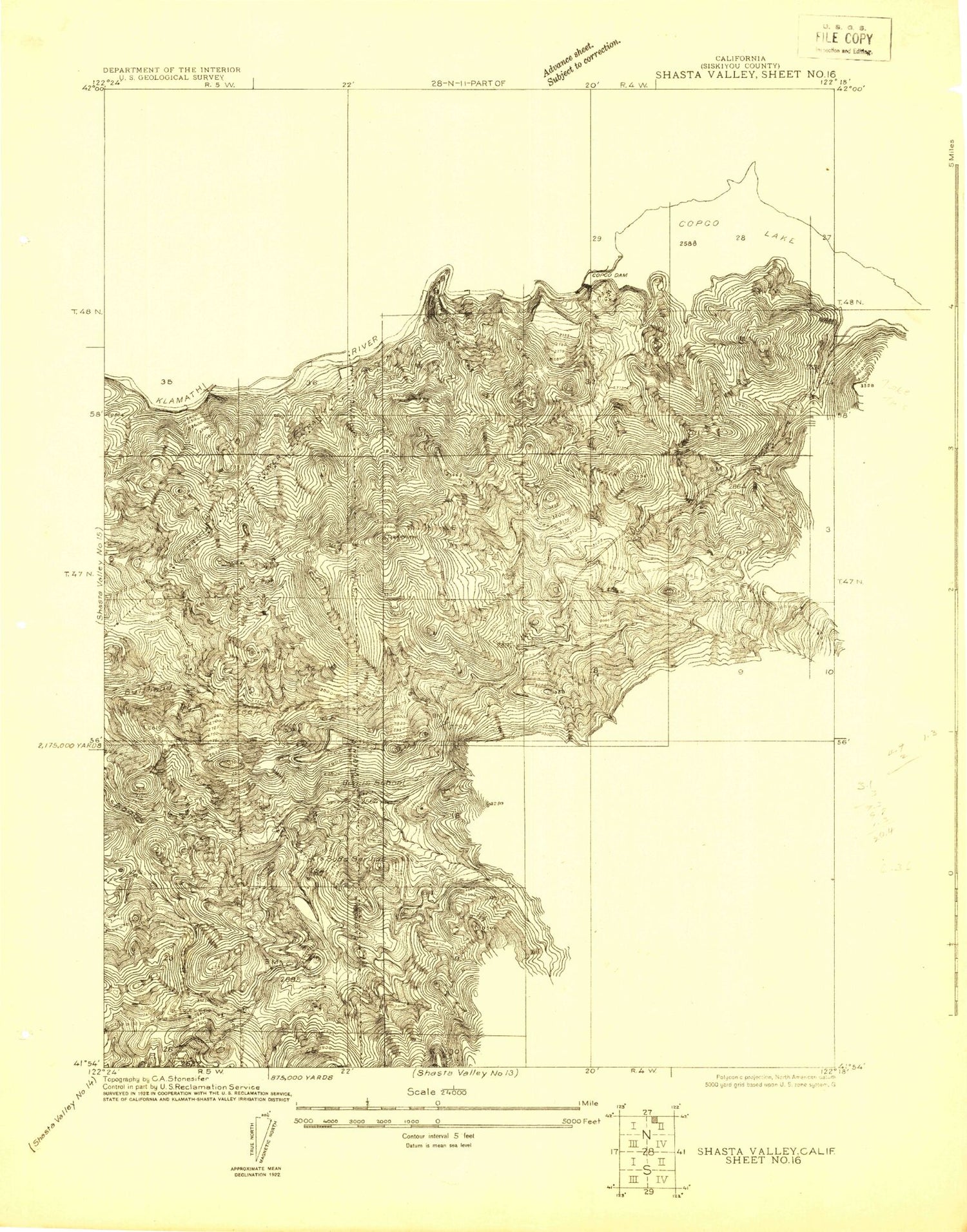 Classic USGS Shasta Valley Sheet No 16 California 7.5'x7.5' Topo Map Image