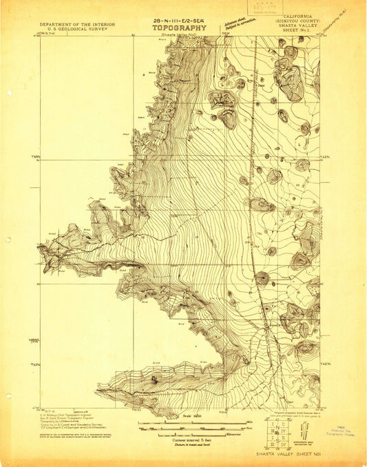 Classic USGS Shasta Valley Sheet No 1 California 7.5'x7.5' Topo Map Image