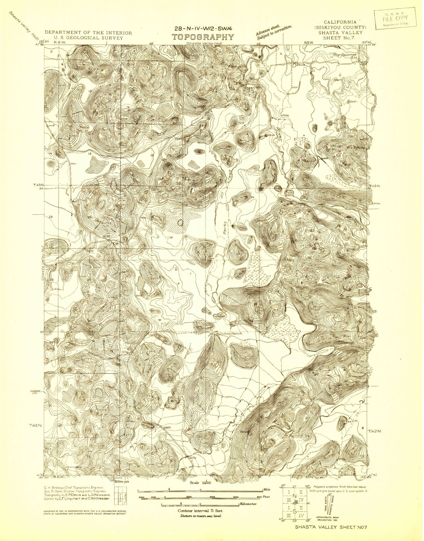 Classic USGS Shasta Valley Sheet No 7 California 7.5'x7.5' Topo Map Image