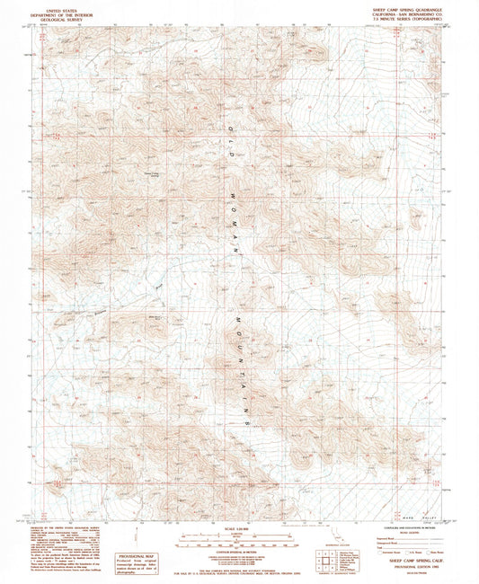 Classic USGS Sheep Camp Spring California 7.5'x7.5' Topo Map Image