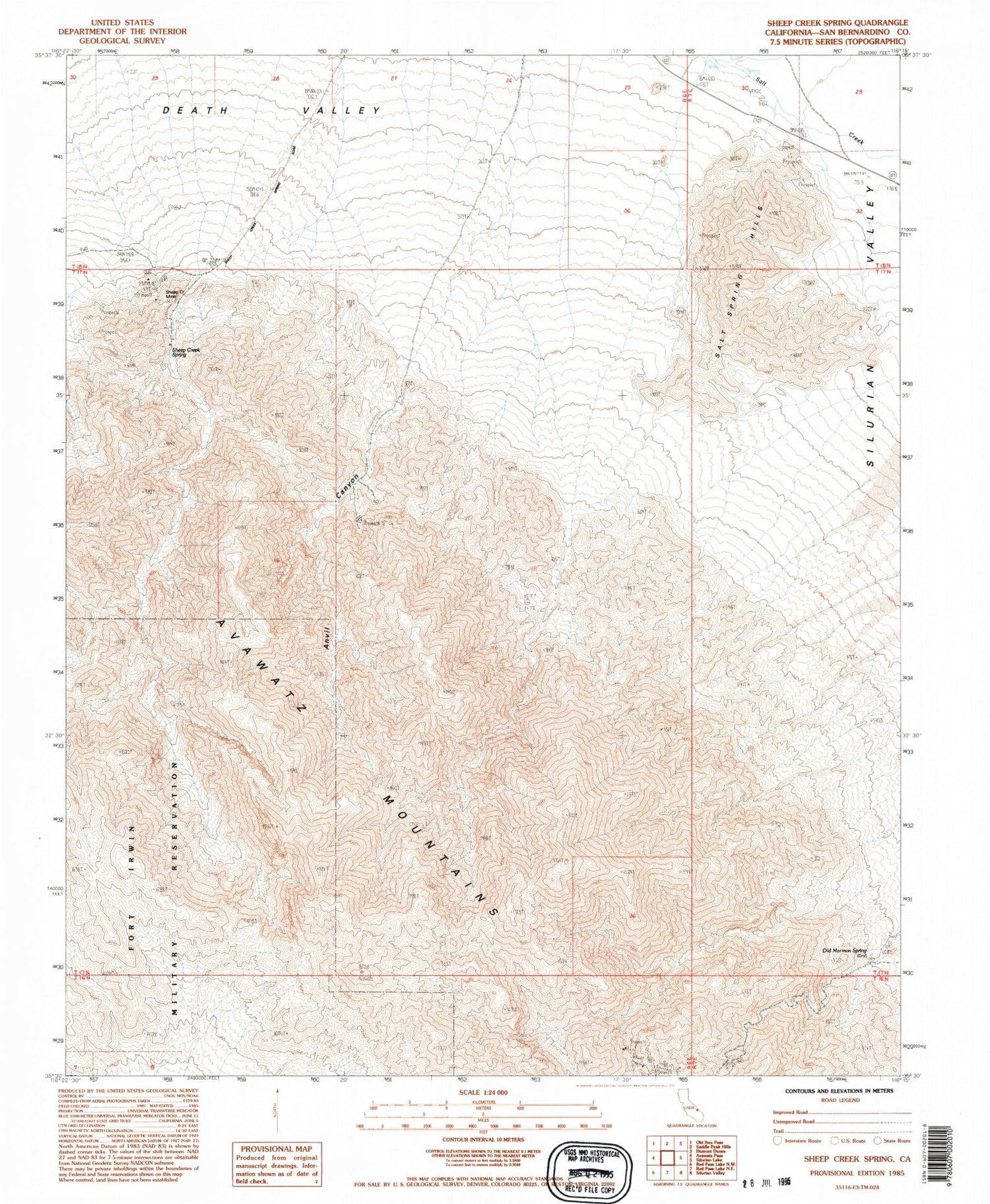 Classic USGS Sheep Creek Spring California 7.5'x7.5' Topo Map Image