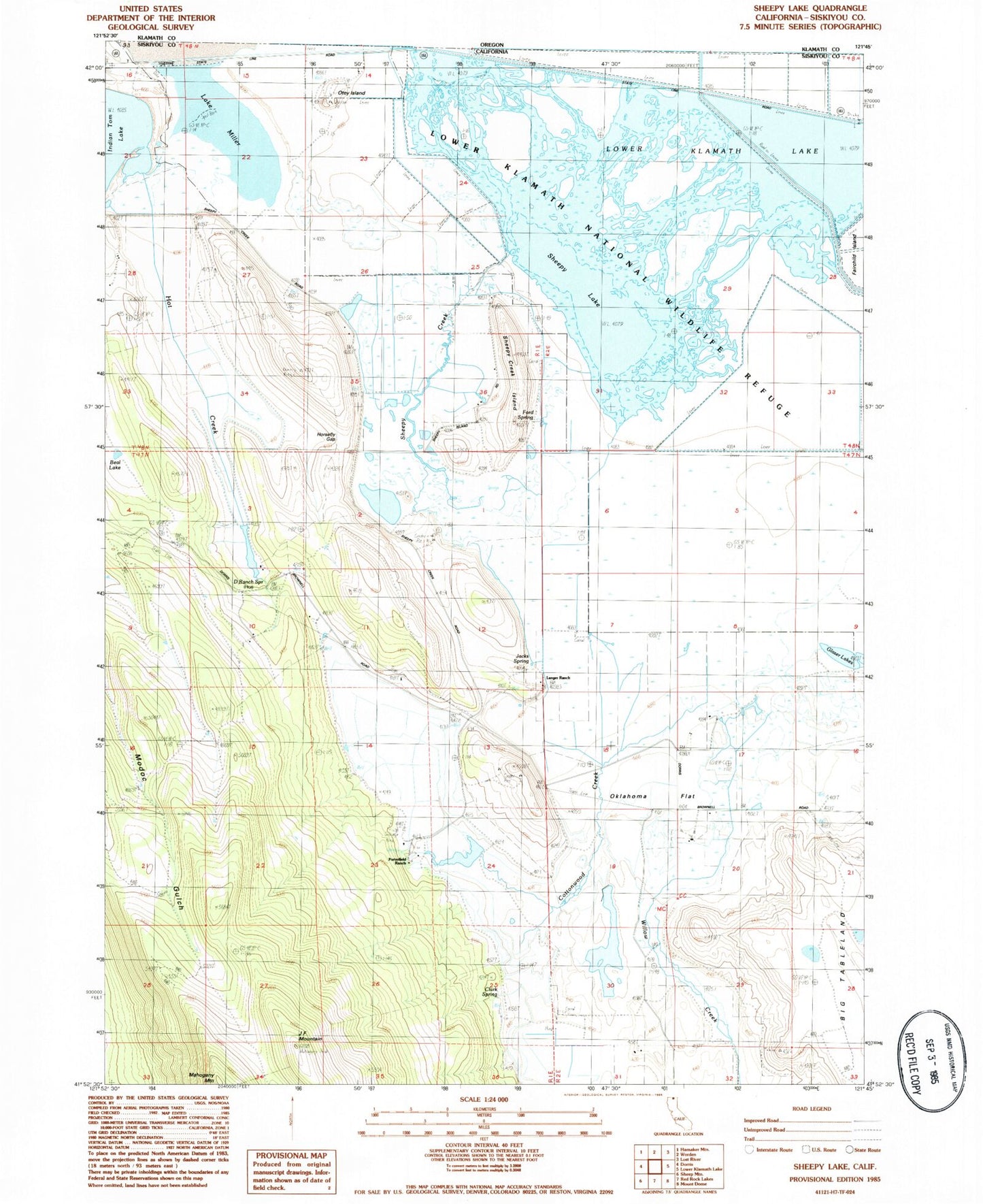 Classic USGS Sheepy Lake California 7.5'x7.5' Topo Map Image