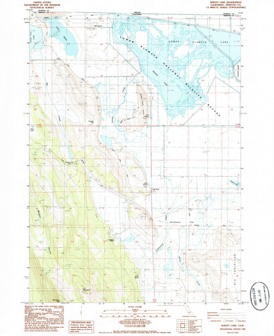 Classic USGS Sheepy Lake California 7.5'x7.5' Topo Map Image