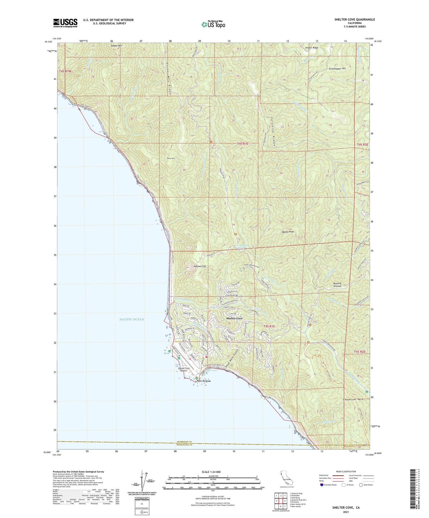 Shelter Cove California US Topo Map Image