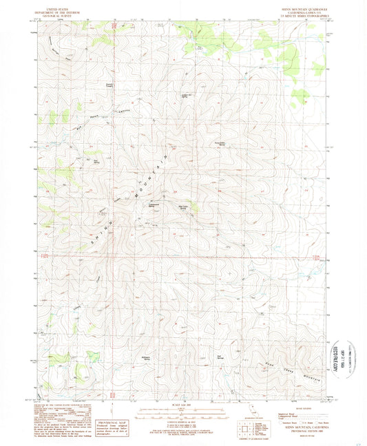 Classic USGS Shinn Mountain California 7.5'x7.5' Topo Map Image