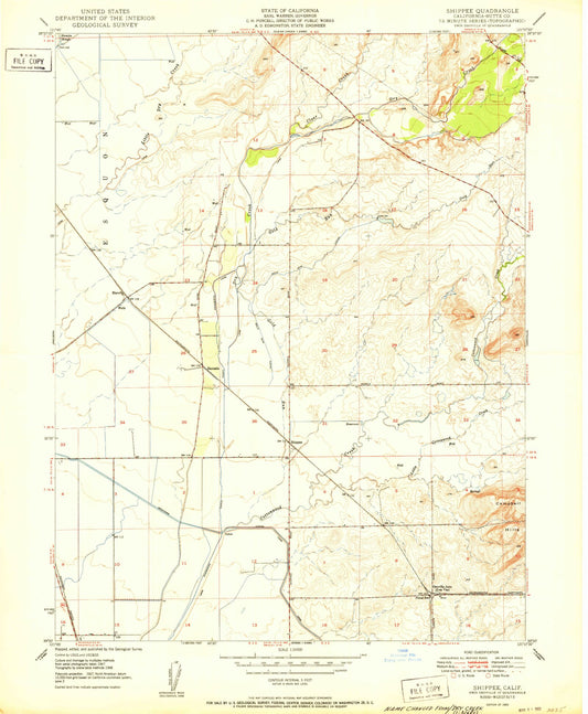 Classic USGS Shippee California 7.5'x7.5' Topo Map Image