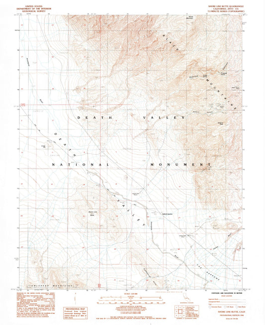 Classic USGS Shore Line Butte California 7.5'x7.5' Topo Map Image