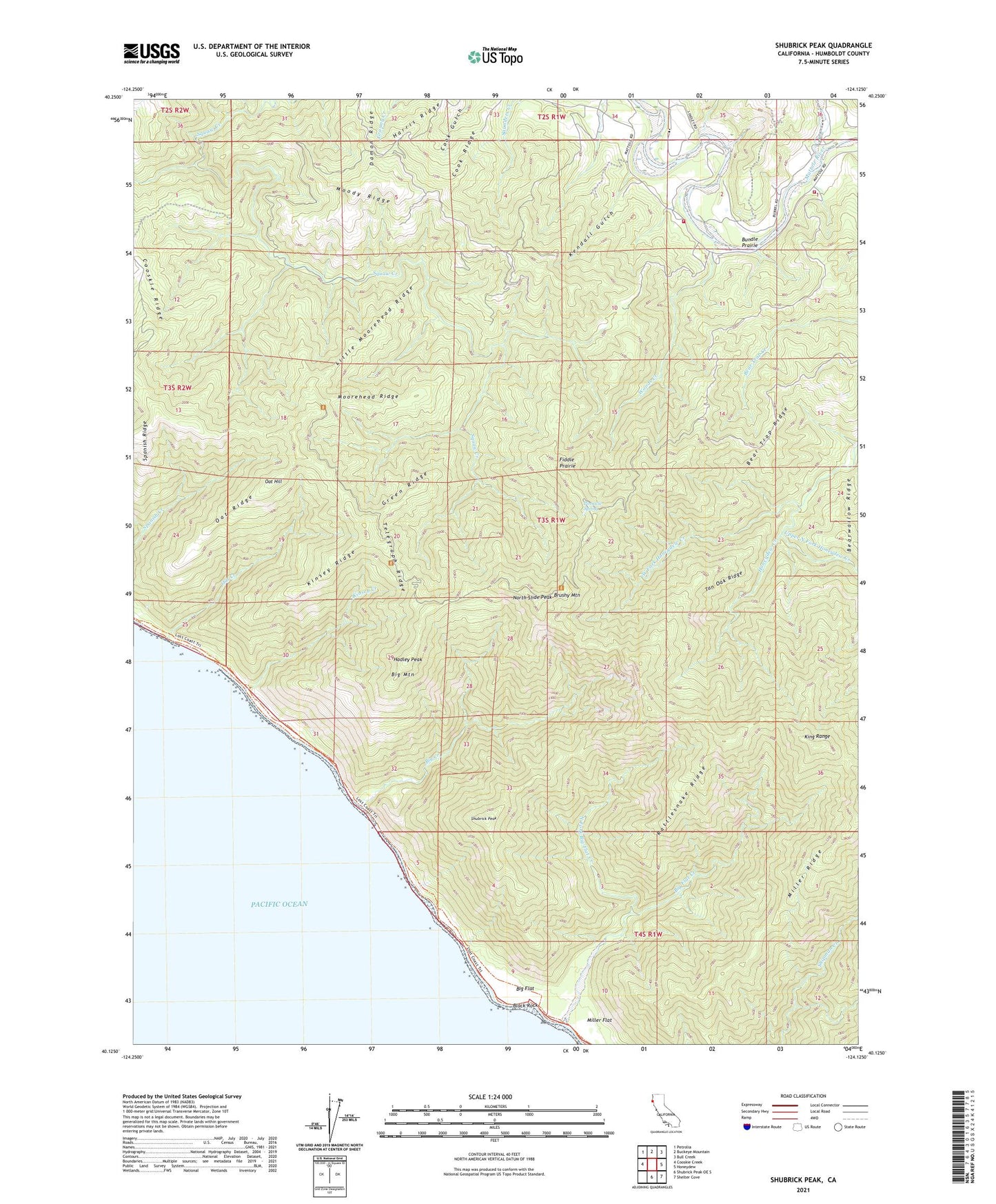 Shubrick Peak California US Topo Map Image