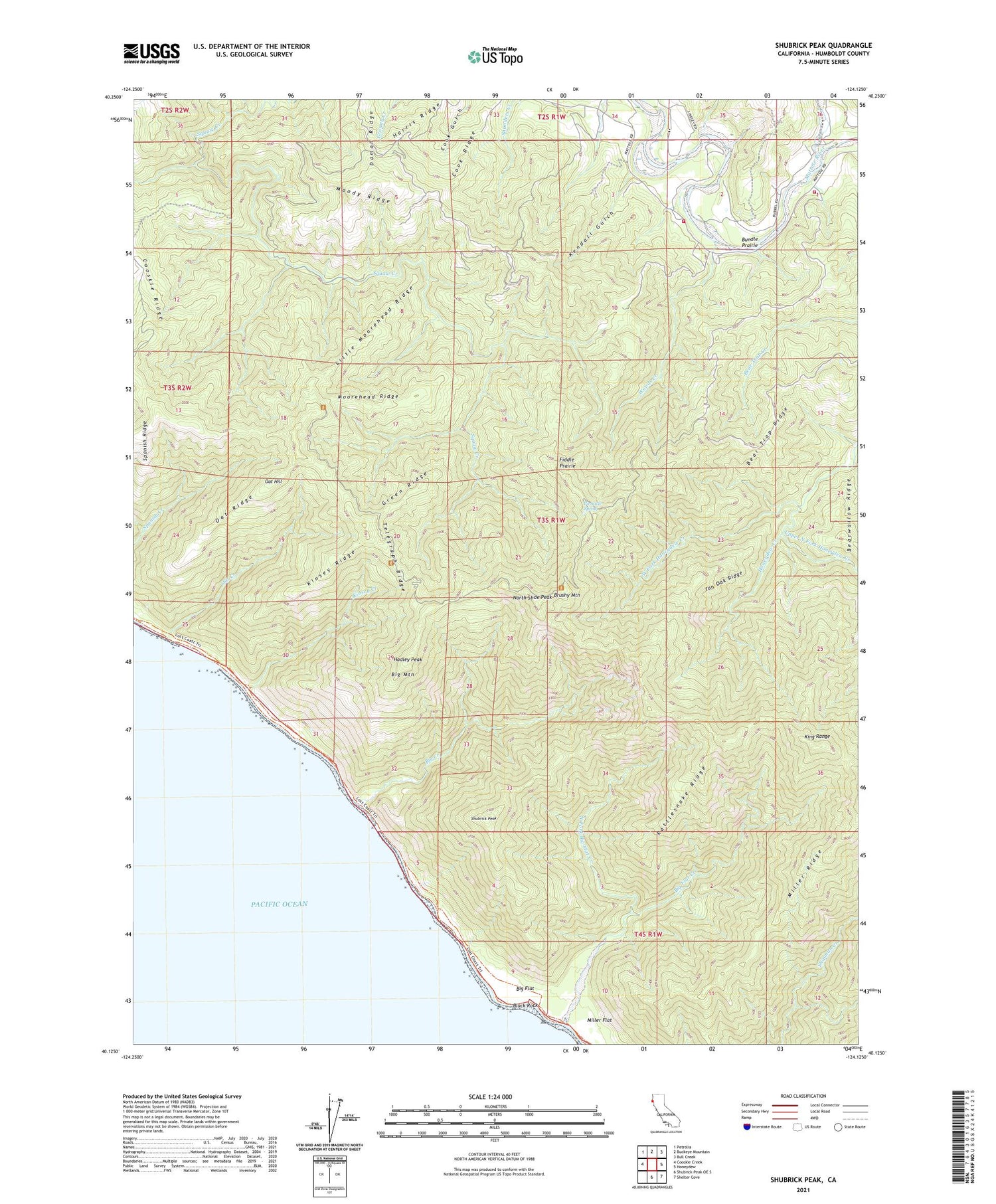 Shubrick Peak California US Topo Map Image