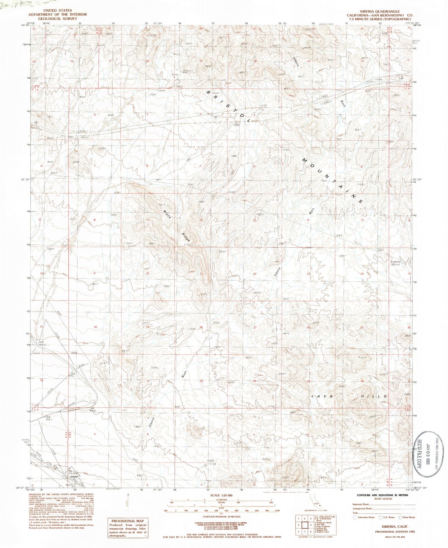 Classic USGS Siberia California 7.5'x7.5' Topo Map Image